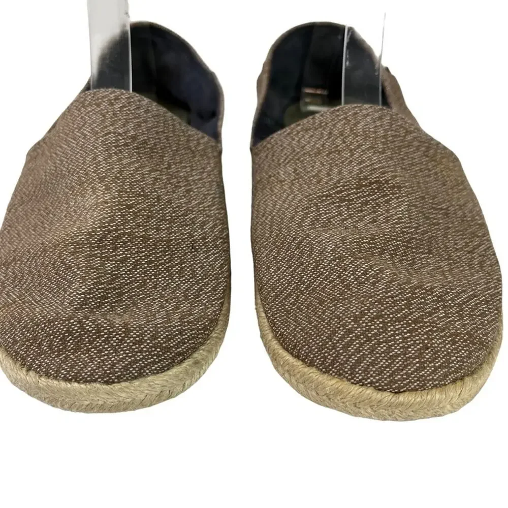 L.L. BEAN Brown Tan Slip On Espadrille Flats Loafers Casual Canvas Shoes sz 7.5